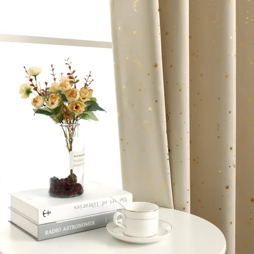 Miniatura 3 de MANGATA CASA - Cortinas opacas con estrellas para dormitorio - Juego de 2 cortinas de ventana para guardería con ojales – Cortinas opacas