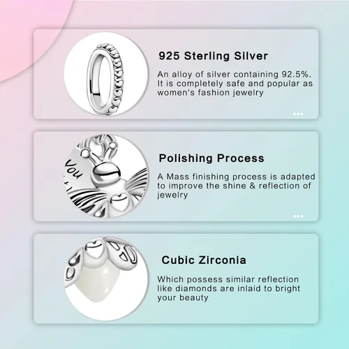 Miniatura 5 de LUXILLA Love You Best Friend Grandma Wife - Dije de corazón de plata de ley 925 para pulseras, collar, día de San Valentín, día de la madre, regalo