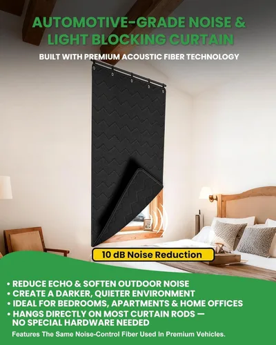 Miniatura 3 de Cortina insonorizada de 48 x 78 pulgadas, manta acústica ligera de grado automotriz con ojales, bucles para colgar y ganchos de pared, bloqueo