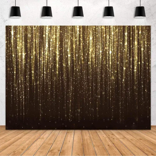 MEHOFOND Telón de fondo negro y dorado de 7 x 5 pies para decoración de fiesta de cumpleaños de adultos y niños, pancarta de lentejuelas doradas con