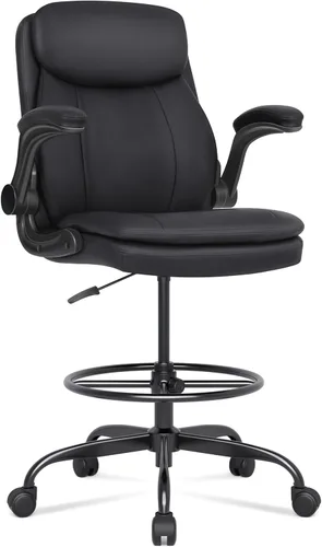 Misolant Silla de dibujo, silla de oficina alta para escritorio de pie, silla de oficina ejecutiva de cuero alto con altura ajustable y reposabrazos
