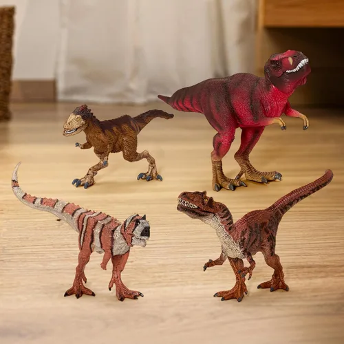 Miniatura 2 de Schleich Dinosaurios – Juego de 4 piezas de dinosaurios rojos para niños y niñas – con figura de T Rex, Allosaurus, Intrepidus y Majungasaurus