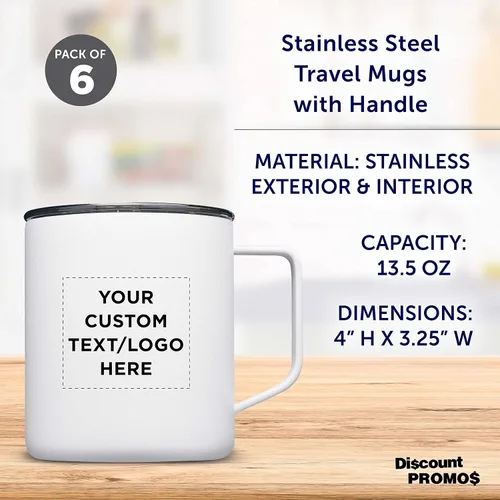 Miniatura 4 de Kenai - Tazas de viaje personalizadas con recubrimiento en polvo, 13.5 onzas, juego de 6, paquete personalizado a granel, doble pared, perfectas