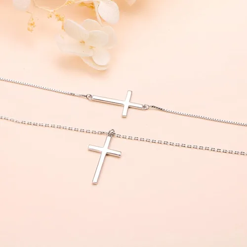 Miniatura 5 de Collar con colgante de cruz de fe de plata esterlina S925, regalo de joyería cristiana para mujer