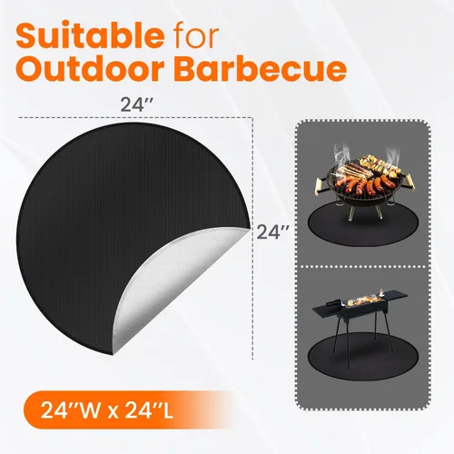 Miniatura 7 de Estera de Hoguera de 24 Pulgadas, Estera Ignífuga, Protector de Cubierta, Accesorios para Hoguera, Barril de Quema, Estera para Debajo