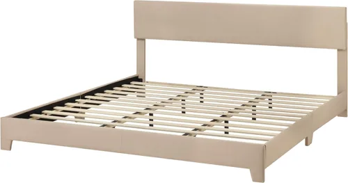 Miniatura 8 de Allewie - Base de cama tamaño King con cabecera ajustable, cama tapizada con plataforma y listones de madera, base de colchón resistente, no Beige