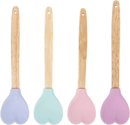 Cucharas de cocina de corazón, cucharas de mezcla de silicona, suministros de cocina, ensalada de sopa