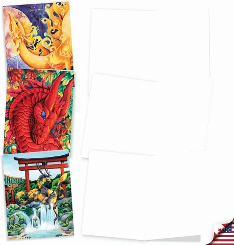 Miniatura 2 de The Best Card Company - 10 tarjetas de notas en blanco (4 x 5.12 pulgadas) - Divertidas tarjetas de fantasía mítica, en caja de saludos surtidos