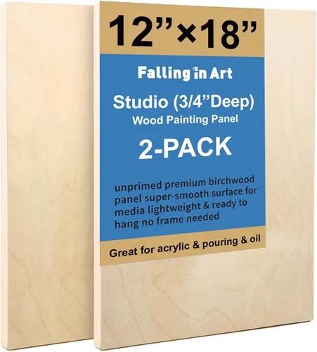Miniatura 13 de Falling in Art Kit de paneles de madera de abedul sin terminar para pintura, lienzo de madera, paquete de 4 unidades de 6 x 12 pulgadas de estudio