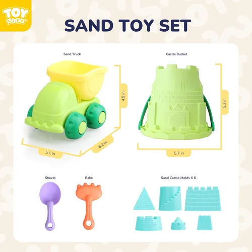 Miniatura 5 de TOY Life Juguetes de playa para niños pequeños de 3 a 5 años, juegos de construcción de juguetes de caja de arena con camión volquete de cubo
