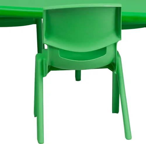 Miniatura 3 de Flash Furniture Emmy - Juego de mesa rectangular de plástico verde de 24 pulgadas de ancho x 48 pulgadas de largo, con 4 sillas