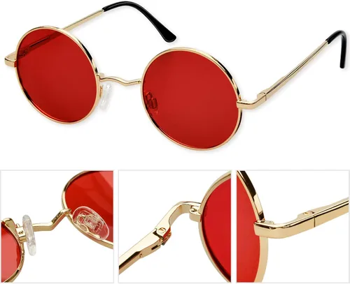 Miniatura 71 de KANASTAL Gafas de sol redondas polarizadas para mujeres y hombres, estilo hippie con protección UV400