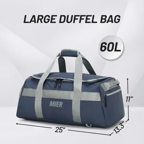 Miniatura 5 de MIER Bolsa de gimnasio para hombre, mochila grande con compartimento para zapatos, bolsas de lona convertibles de 60 L, bolsa de viaje para el fin