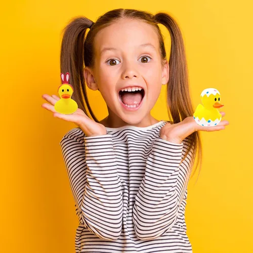 Miniatura 7 de Pato de goma de Pascua, conejo, conejo, paquete de seis patitos para niños, huevos de Pascua, regalos de cumpleaños, baby showers, actividades
