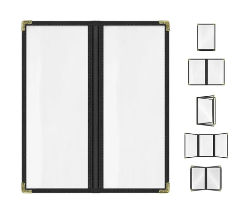 Miniatura 34 de Goodsmart - Fundas para menú de restaurante, paquete de 25 unidades, color negro, 2 vistas, soportes para menú de carga superior, cubiertas
