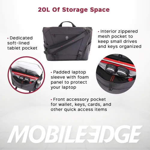 Miniatura 5 de Mobile Edge Elite - Bolsa de mensajero para laptop para juegos para hombres y mujeres, específicamente diseñada y compatible con portátiles