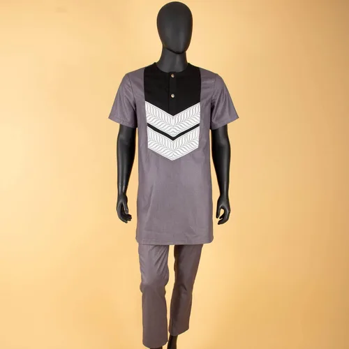 Miniatura 2 de Chándal para hombre, ropa africana, manga corta, tops y pantalones, conjunto de 2 piezas, trajes dashiki, talla grande, atuendo casual