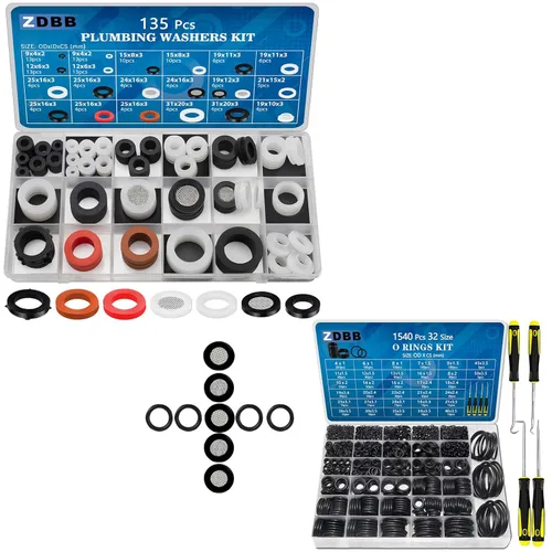 ZDBB 1555 piezas 32 tamaños O Ring Kit + 16 arandelas de goma de tamaño surtido para grifería tubería de agua, manguera de jardín, arandelas de