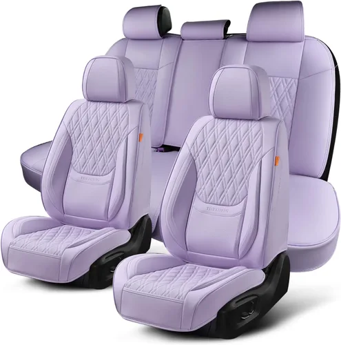 Miniatura 19 de Juego de fundas para asientos de automóvil delanteros, fundas de cuero transpirable para asientos delanteros de automóviles con reposacabezas, funda