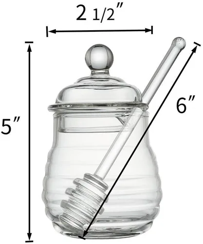 Miniatura 7 de Mkono Dispensador de Miel de Vidrio Frasco de Miel con Cucharón y Tapa Recipiente de Miel para Cocina del Hogar Almacenamiento de Miel y Jarabe, 9
