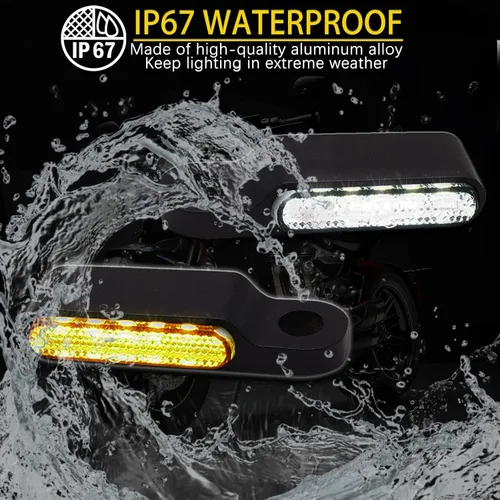 Miniatura 4 de DREAMIZER Manillar universal para motocicleta LED señal de giro con flujo de agua, mini intermitentes frontales, luz de marcha compatible con Harley
