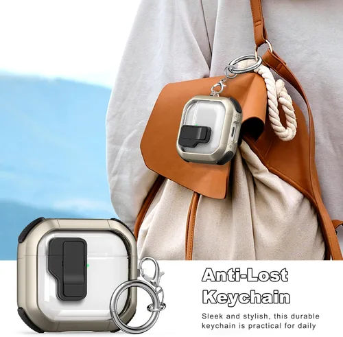 Miniatura 2 de Funda para AirPods de 4ª Generación, Diseño Transparente con Tapa Emergente Automática, Incluye Herramienta de Limpieza, Duradera y Resistente a