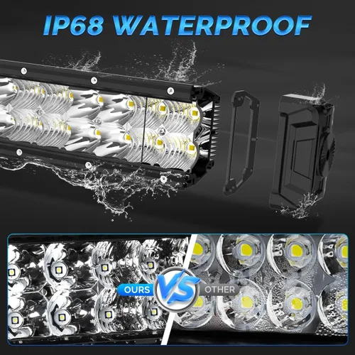 Miniatura 4 de Rigidhorse - Barra de luz LED de 8 pulgadas, doble fila, 120 W, 12000 lm, combo de luz LED todoterreno, xenón blanco IP68, luz de conducción