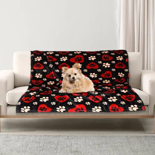 Miniatura 27 de Manta Suave para Perros para Perros Grandes - Manta Mullida para Mascotas para Gatos y Cachorros, Manta Reversible con Diseño de Huellas de Pata gris