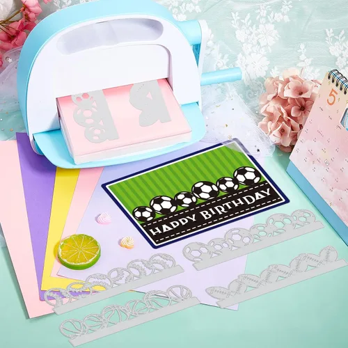 Miniatura 8 de GLOBLELAND Troqueles de corte de borde de bola deportiva para hacer tarjetas, baloncesto, fútbol, troqueles para bricolaje, álbumes de recortes