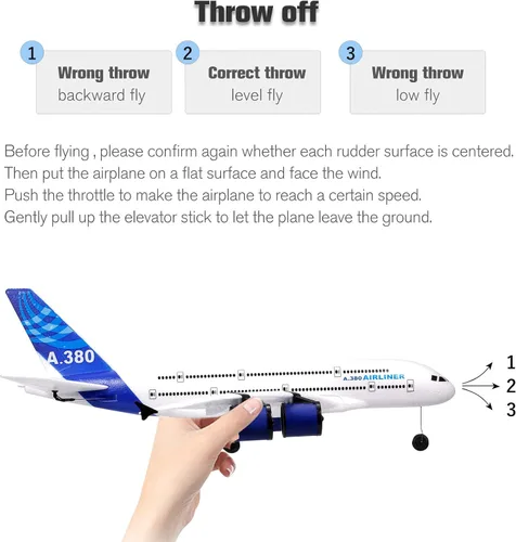Miniatura 5 de Avión RC A380 GoolRC, avión de control remoto de 2.4G y 3 canales, avión RC fácil de volar para principiantes, juguetes de modelo de planeador