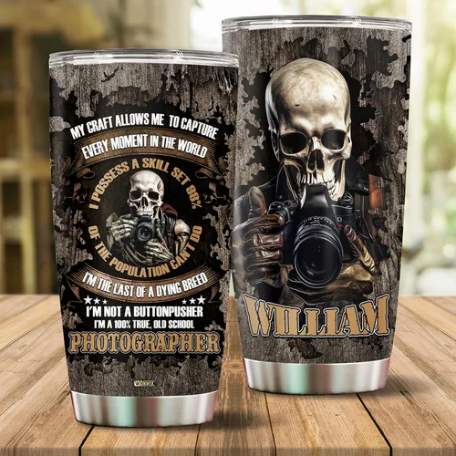 Miniatura 2 de Vaso personalizado de regalo para hombres fotógrafos, 20 onzas, taza de viaje de acero inoxidable aislada, botella de agua, Navidad, cumpleaños, día