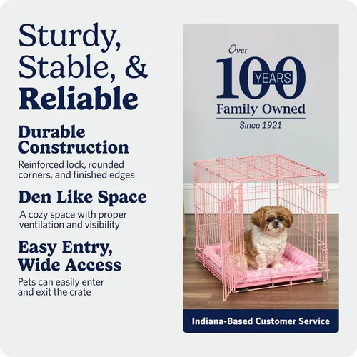 Miniatura 5 de MidWest Homes for Pets Jaula plegable para perros iCrate de una sola puerta rosa de moda de 24 pulgadas, seguridad mejorada, incluye bandeja a
