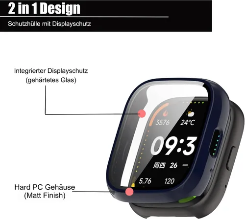Miniatura 5 de Compatible con BIGGERFIVE Smart Watch, Lamshaw Hard PC Case con protector de pantalla compatible con BIGGERFIVE BW02 Smart Watch/Brave 2-1.8 negro