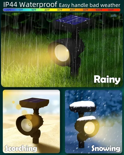 Miniatura 3 de Luces solares para exteriores, focos solares para exteriores, paquete de 6 focos solares impermeables IP44, luces solares de encendido y apagado