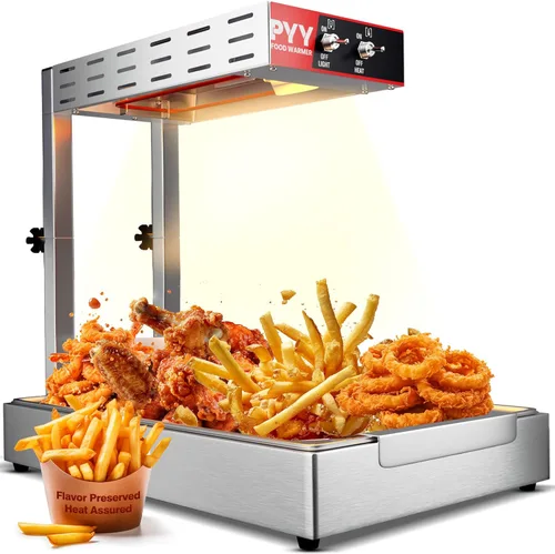 PYY Calentador de papas fritas – Calentador de chips de lámpara de calor de alimentos comerciales, altura ajustable de 15.4 a 18.5 pulgadas,