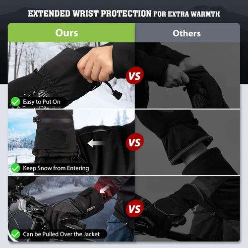 Miniatura 5 de Hikenture Guantes de esquí con Thinsulate 3M, guantes de nieve extra cálidos para hombres y mujeres, guantes de snowboard impermeables aislados