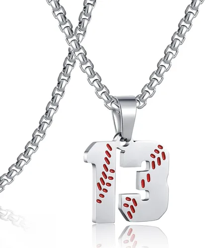 Miniatura 89 de SKQIR Colgante de número de jersey de béisbol para hombres y niños - Cadena de acero inoxidable para atletas - Negro