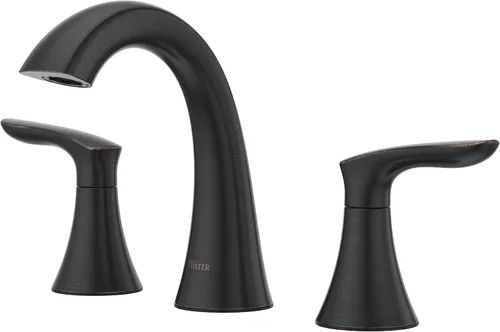 Pfister Weller - Grifo de lavabo de baño de 8 pulgadas, 2 manijas, 3 agujeros, acabado de bronce toscano con ensamblaje de drenaje emergente, 1.2