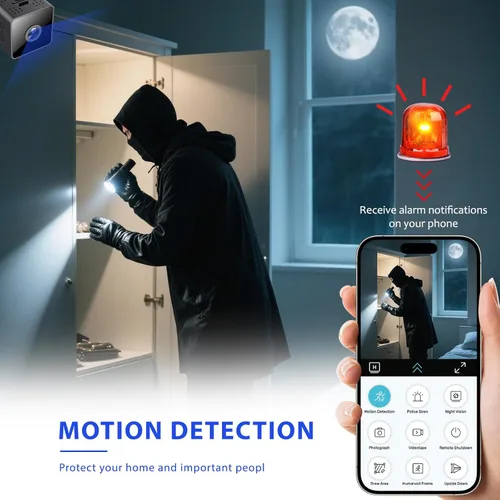 Miniatura 4 de Mini cámara de seguridad inalámbrica 2026 1080P HD pequeña magnética para el hogar WiFi micro cámara niñera con detección de movimiento, 3-Negro