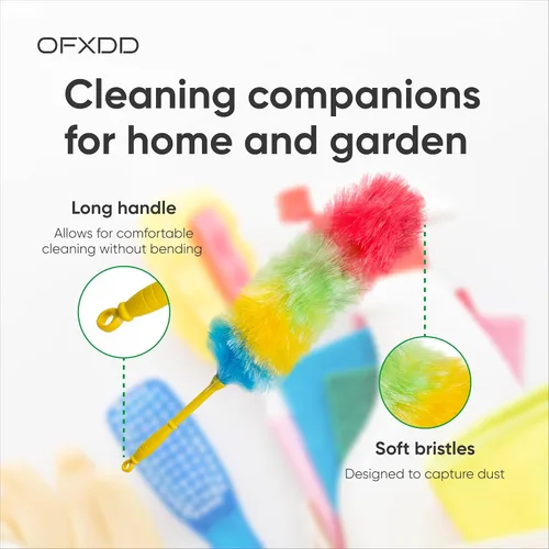 Miniatura 4 de Coloridos plumeros de cerdas duras estáticas para limpieza – Cepillo magnético resistente para el polvo para muebles – Limpieza antiestática