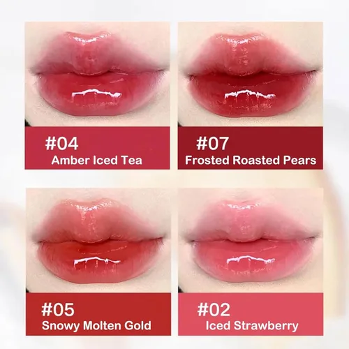 Miniatura 4 de Ice Watery Lip Glossr (té helado de espejo, gelatina ligera Waterys Essence Lips Glaze, brillo tintado hidratante (#04 té negro atardecer, 0.1 fl oz)