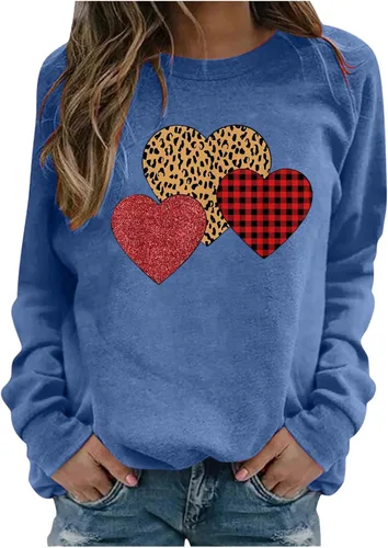 Miniatura 28 de Sudadera de manga larga con estampado de leopardo y corazón para mujer, para el día de San Valentín, sin botones, para niñas, regalos