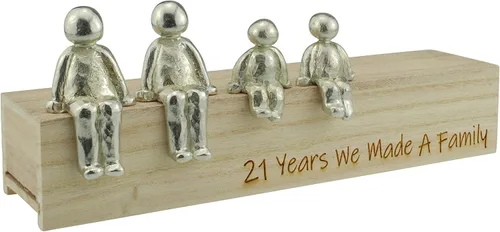 Miniatura 6 de Idea del 21 aniversario – 21 años que hicimos un adorno de metal familiar – Elige tu combinación familiar (1 niño)