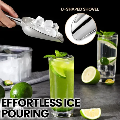 Miniatura 3 de OLESBUR Cuchara de hielo prémium de 6 onzas para congelador, cuchara de hielo de metal multiusos para máquina de hielo, cuchara de hielo pequeña
