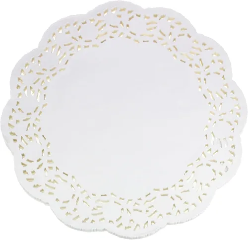 LJY 100 piezas de papel redondo de encaje blanco almohadillas de embalaje para decoración de vajilla de boda (13.5 pulgadas)