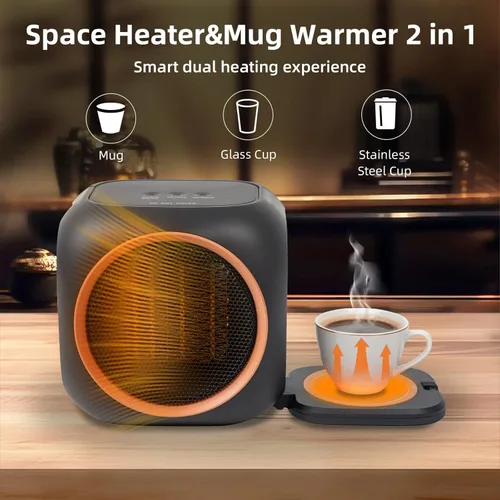 Miniatura 2 de Calentador de Espacio con Calentador de Tazas, Calentadores de Espacio Eléctricos para Uso en Interiores con Termostato, Calentador de Velas Ideal