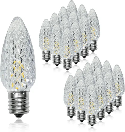 Miniatura 7 de Paquete de 25 bombillas LED C9 de repuesto para Navidad, bombillas LED C9 inastillables para cadena de luces de Navidad, base de candelabro E17