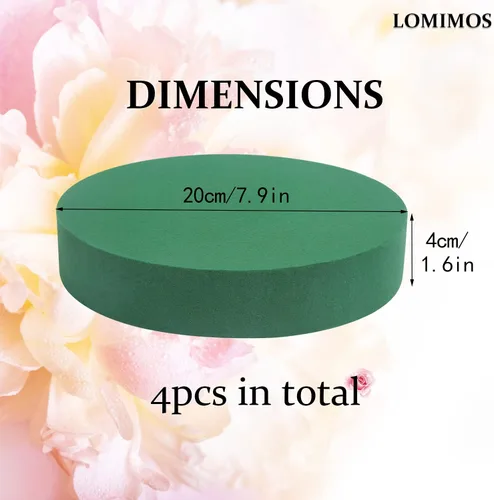 Miniatura 2 de LOMIMOS Espuma floral redonda grande de 8 pulgadas, bloques verdes floristería, suministros para decoración de arreglos florales, manualidades