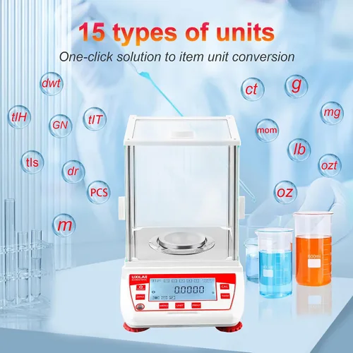 Miniatura 6 de Balanza analítica 4.23 oz x 0.1mg GN mg Unidad de precisión de laboratorio Escala de laboratorio 0.00 oz Escala analítica digital Interfaz RS232