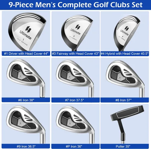 Miniatura 2 de Tangkula 9/10 Pieces Men's Complete Golf Clubs Set, Golf Club Package Set with 460CC Driver, Fairway Wood & Hybrid, Irons, Putter, Portable Regular